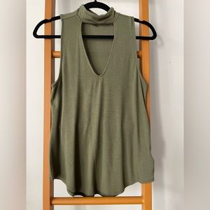 Express olive green keyhole v neck sleeveless tank top